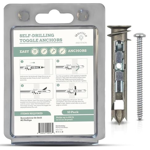 طقم براغي ومسامير تثبيت سهلة التركيب من Mortice and Tenon | طلاء زنك إضافي | قم بتعليق قضبان المناشف والستائر ومرآة الحمام وما إلى ذلك. | (#8 × 2-1/2 بوصة) 10 عبوات | تحمل 100 رطل in Kuwait