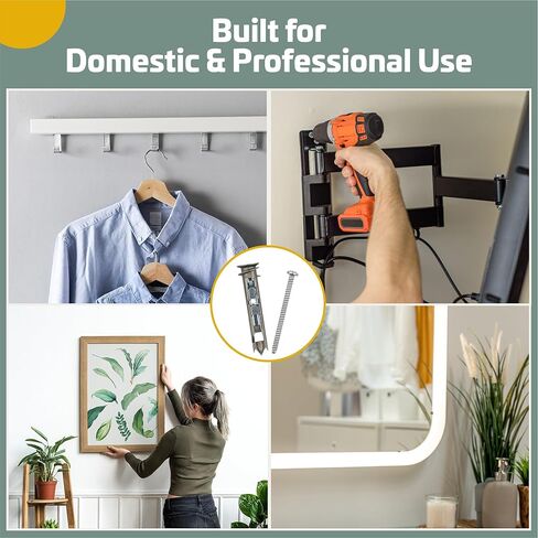 طقم براغي ومسامير تثبيت سهلة التركيب من Mortice and Tenon | طلاء زنك إضافي | قم بتعليق قضبان المناشف والستائر ومرآة الحمام وما إلى ذلك. | (#8 × 2-1/2 بوصة) 10 عبوات | تحمل 100 رطل in Kuwait