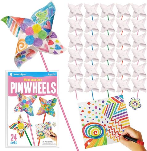 24 Pack DIY Pinwheels Fall Crafts for Kids - Arts and Crafts for Kids 4-6, 4-8 - Fun & Easy Assembly, Bulk STEM Educational Activity for Autumn,Halloween,Party Favor, Art Classroom and More in Saudi Arabia