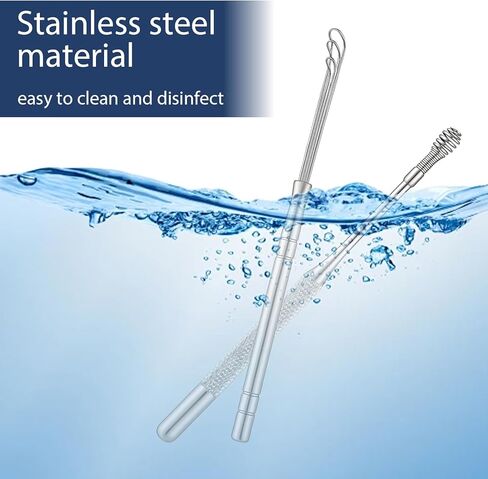 ElevateTech Ear Pick Earwax Removal Kit, 5 Pcs Stainless Metal Ear Cleansing Tool Set with Ears Spoon & Curette & Spiral Spring Reusable Earwax Removal Tool for Adults in Saudi Arabia