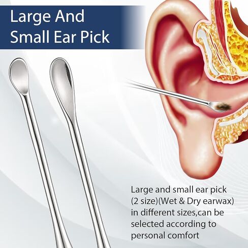 ElevateTech Ear Pick Earwax Removal Kit, 5 Pcs Stainless Metal Ear Cleansing Tool Set with Ears Spoon & Curette & Spiral Spring Reusable Earwax Removal Tool for Adults in Saudi Arabia