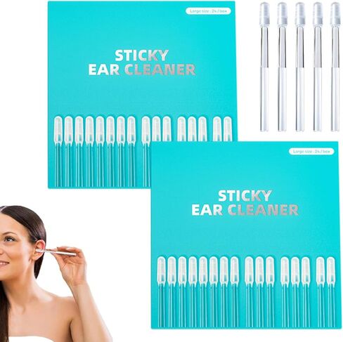 48 Pack Earwax Removal Adhesive Swabs, Reusable Sticky Soft Head Ear Swabs, Adhesive Ear Wax Removal Tools for Child and Adult and Pet in Saudi Arabia