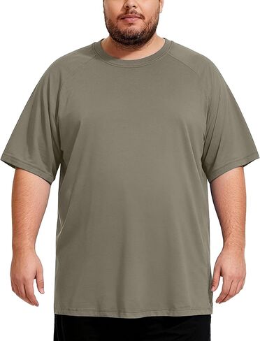 قمصان سباحة رجالية كبيرة وطويلة، حماية من أشعة الشمس بعامل حماية من أشعة الشمس 50+ وأكمام قصيرة، تي شيرت سريع الجفاف للشاطئ وركوب الأمواج in Kuwait