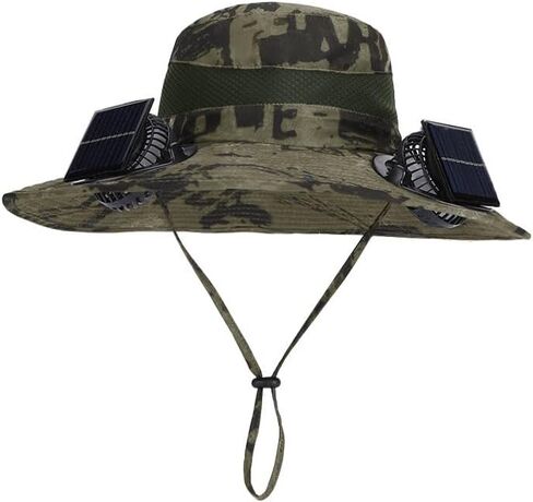 Outdoor Wide Brim Solar Fan Hat, UPF 50+ Bucket Fishing Hat with Fan Built in, Solar Fan Sun Bucket Hat for Men Women,6 in Saudi Arabia