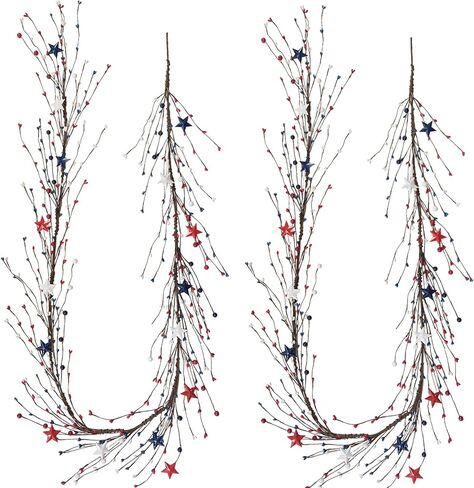 Idyllic 18Inch 4th of July Patriotic Day Wreath Red Blue White Berry Wreath with Americana Flag Patriotic Decorations for Memorial Day Independence Day Veterans Day Front Door Wall in Saudi Arabia