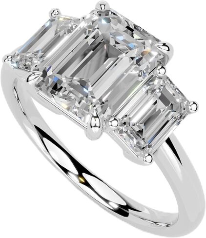 1-5 قيراط 14K 18K الذهب البلاتيني الزمرد قطع 4 شق ثلاثة خاتم مختبر نمت ، المشاركة ، الذكرى السنوية ، حفل زفاف ، معتمد من IGI ، حلقات الوعد للنساء (1-5 CT ، F-G Color ، VS1-VS2 Clarity) in Kuwait