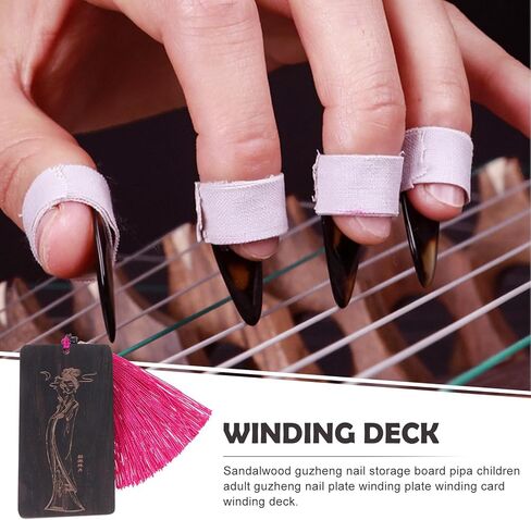 لوحة تخزين الأظافر جوزينج من خشب الصندل من ULTECHNOVO، جهاز مضاد للضياع، بطاقة تغليف خشبية لملحقات الآلة الموسيقية Guzheng وPipa، لون عشوائي in Kuwait