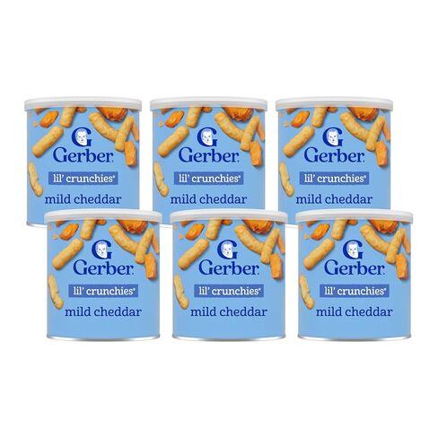 Gerber Lil Crunchies Variety Pack, 2 Garden Tomato, 2 Apple Sweet Potato, 2 Mild Cheddar, 1.48 OZ each (6 CT) in Kuwait