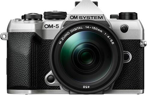OM SYSTEM OM-5 Mark II Mirrorless Camera, Silver with M.Zuiko Digital ED 14-150mm f/4-5.6 II Lens in Kuwait