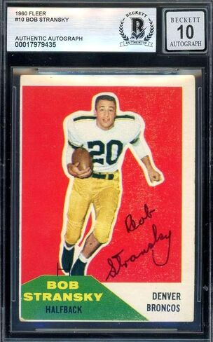 Bob Stransky Gem Mint 10 Beckett BAS Signed 1960 Fleer Rookie Autograph - Football Slabbed Autographed Rookie Cards in Saudi Arabia
