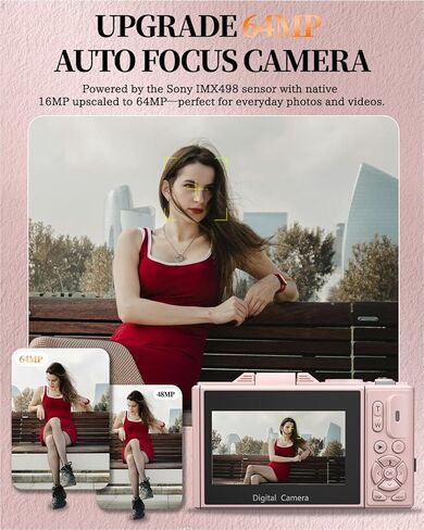 كاميرا للأطفال للفتيات من 3 إلى 11 ، عدسة مزدوجة 1080 بكسل كاميرا رقمية الأطفال مع بطاقة 16 جيجابايت ، لعبة كاميرا صغيرة ، هدية عيد الميلاد أو عيد ميلاد الفتيات (الوردي) in Kuwait