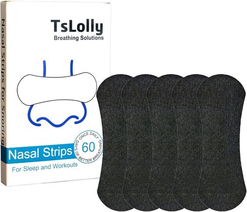 Nasal Strips for Snoring, 60 Count Black Individually Wrapped Nose Strips for Breathing, Extra Strength Snoring Solution for Sleep and Exercise in Saudi Arabia