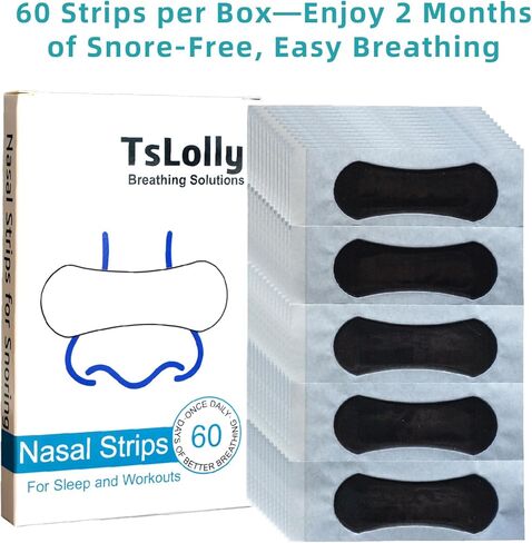 Nasal Strips for Snoring, 60 Count Black Individually Wrapped Nose Strips for Breathing, Extra Strength Snoring Solution for Sleep and Exercise in Saudi Arabia