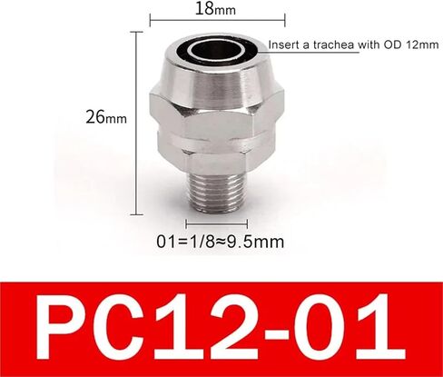PC4 6 8 10 12mm Pipe Tube To 1/8 1/4 3/8 1/2 Trachea Screw Fittings Copper Pneumatic Components Joint 50Pcs(PC12-01) in Saudi Arabia
