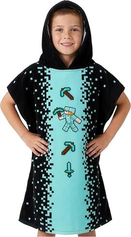 Minecraft Towelling Poncho Kids Teens Hooded Bath Towels Absorbent Beach Towel (Multi Tie Dye, 6-9 Years) in Saudi Arabia