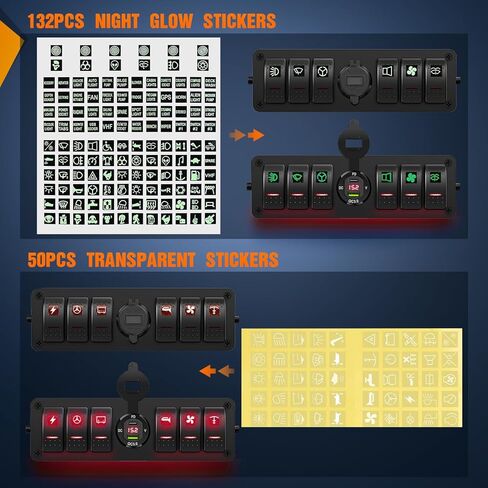 Nilight 6 Gang Rocker Switch Box 12V SPST ON Off Toggle Switches PD Type C and QC 3.0 USB Charger Voltmeter LED Light Waterproof Aluminum Mount Bracket Panel DIY Stickers for Boat Car RV Truck in Saudi Arabia