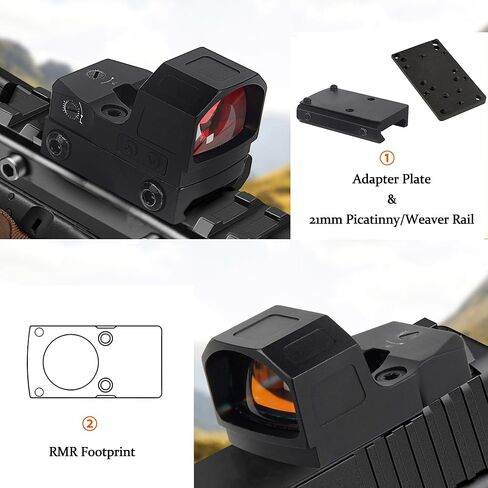 Motion Awake Red Dot Sight، بصريات مسدس مدمجة لـ RMR، شبكاني 3MOA، 7 مستويات سطوع، تتضمن لوحة محول وقاعدة Picatinny مقاس 21 مم in Kuwait