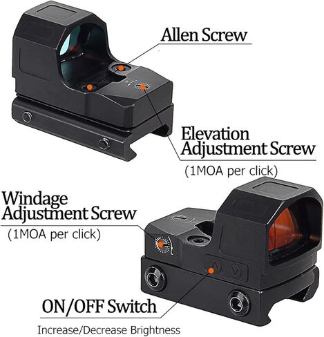 Motion Awake Red Dot Sight، بصريات مسدس مدمجة لـ RMR، شبكاني 3MOA، 7 مستويات سطوع، تتضمن لوحة محول وقاعدة Picatinny مقاس 21 مم in Kuwait