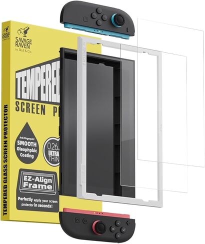 by Skull & Co. High Transparency High Sensitivity Tempered Glass Screen Protector For Nintedo Switch 2 with Positioner - Anti-Glare Matte Finish (2-PACK) in Kuwait
