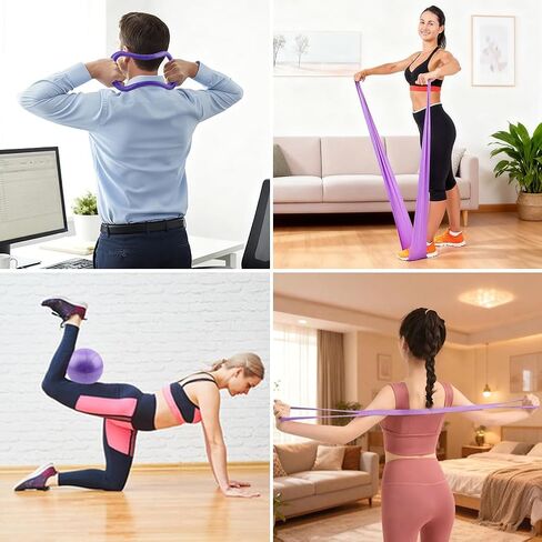 Pilates Essentials Kit for Women, 14 Pcs Home Workout Equipment with Pilates Circle Ball Ring Set Resistance Bands and Anti Slip Sock, Yoga Pilate Essentials Accessories in Saudi Arabia
