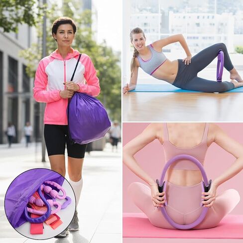 Pilates Essentials Kit for Women, 14 Pcs Home Workout Equipment with Pilates Circle Ball Ring Set Resistance Bands and Anti Slip Sock, Yoga Pilate Essentials Accessories in Saudi Arabia