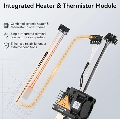 Original Bambuu Lab P1P, P1S Hotend Complete Kit All-in-one Hardened Steel 0.4mm Nozzle, Cooling Fan&Heating Block for P1 Series 3D Printer Extruder Heating Block Replacement in Saudi Arabia