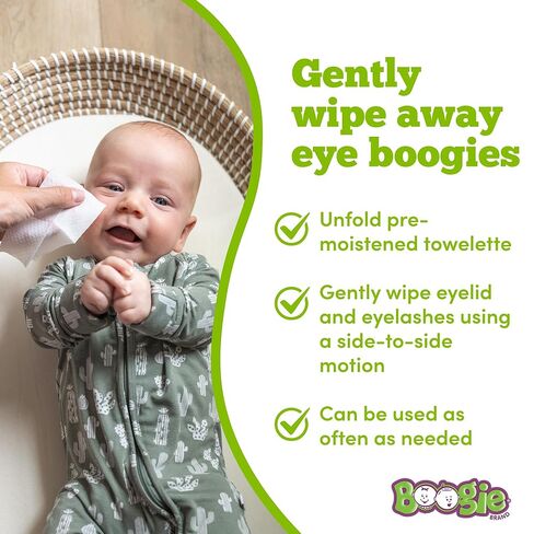 Boogie Eyelid Cleansing Wipes for Baby, Kids & Adults, Made with Isotonic Saline, Individually Wrapped, 25 Ct in Saudi Arabia