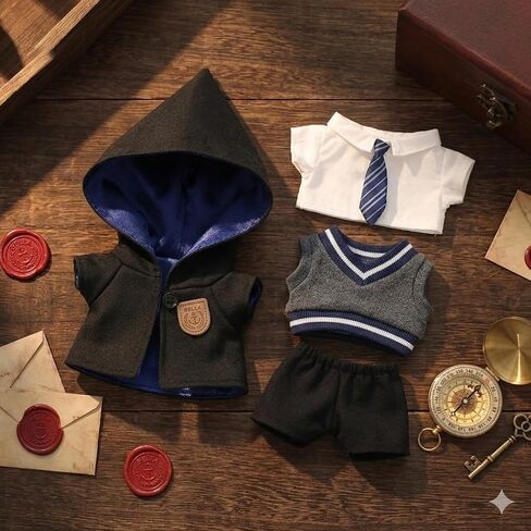 Wizard Doll Cloths - مجموعة موحدة للأكاديمية السحرية التي تم تعيينها لأرقام قابلة للتحصيل 17 سم ، وملحقات أزياء دمية الدمية المصنوعة يدويًا (Pant Set Green) in Saudi Arabia
