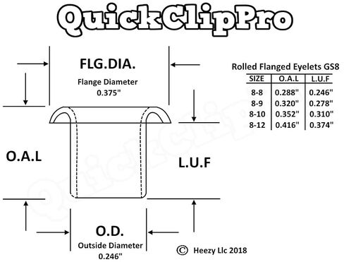 Kydex Eyelets Assortment Kit 1/4 inch GS 8-8, 8-9, 8-10, 8-12 by QuickClip Pro USA Mil-Spec Brass Black Oxide 1/4" DIY Grommets for Gun Holsters + Knife Sheaths (400pcs GS Size 8,9,10,12) in Kuwait