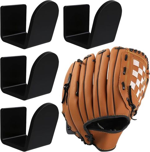 4 Pack Baseball Glove Stand Vertical Holder Baseball/Softball Glove Wall Mount Display No-Drill Preserves Glove Shape Sports Organizer Decor for Bedroom Man Cave Locker Room Ideal Gift for Players in Saudi Arabia