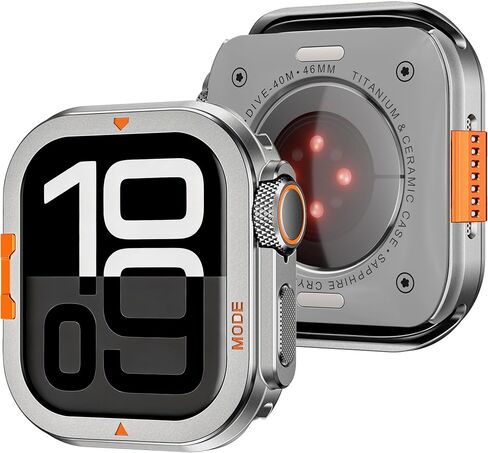 علبة معدنية وعرة متوافقة مع Apple Watch Ultra Case 49mm 46mm Series 10 ، Ultra 2 ، [اقلب 46 مم إلى غطاء مصدٍ للغاية مع قذيفة الظهر (التيتانيوم ، 49 ملم) in Kuwait