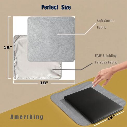 بطانية أميرثينج فاراداي، بطانية حماية كهرومغناطيسية أثناء استخدام الكمبيوتر المحمول والهاتف، نسيج فاراداي الواقي من الموجات الكهرومغناطيسية (18 بوصة × 18 بوصة) in Kuwait