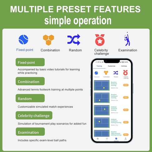 ADIBO Tennis Ball Machine, Dual Motor for Topspin and Backspin, 160-180 Balls, Max 87MPH, Built-in Lithium Battery with 6 Hours of Continuous Operatio (T500) in Kuwait