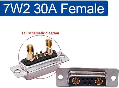1Pcs 7W2 High Current Connector D-SUB Adapter 5+2 Jack Machined Pin Full Gold Flash Wire 20A 30A 40A(30A Female) in Saudi Arabia