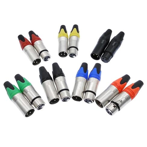 10Pcs XLR Connector Audio Microphone 3pin Speaker Male & Female Colour Mic(Orange male10pc) in Saudi Arabia