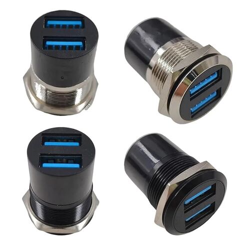 2Pcs Metal Circular D-Shaped USB 2.0/3.0 Single Double Port Female Socket Panel Openings(2.0SR 2PCS) in Saudi Arabia