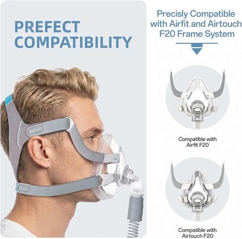 3 عبوات من أغطية رأس CPAP البديلة لـ AirFit F20 وAirTouch F20، متوافقة مع قناع الوجه الكامل F20، و6 مشابك مغناطيسية أقوى و3 أشرطة، ومستلزمات رأس CPAP قابلة للتعديل ومريحة، قياسية in Saudi Arabia