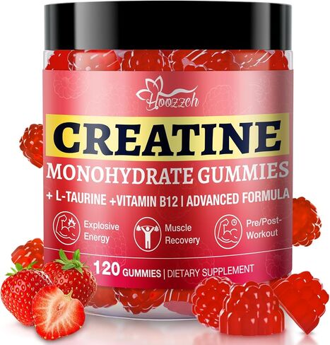 Creatine Gummies for Women & Men Low Sugar Creatine Supplements, Help Build Muscle Creatine Monohydrate Gummies Raspberry Flavor Supports Muscle Growth and Enhances Strength 120 Count in Kuwait