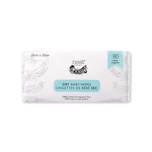 Nest Designs Organic Cotton Dry Baby Wipes for Sensitive Skin, Chemical-Free, 80 Wipes per Pack in Saudi Arabia