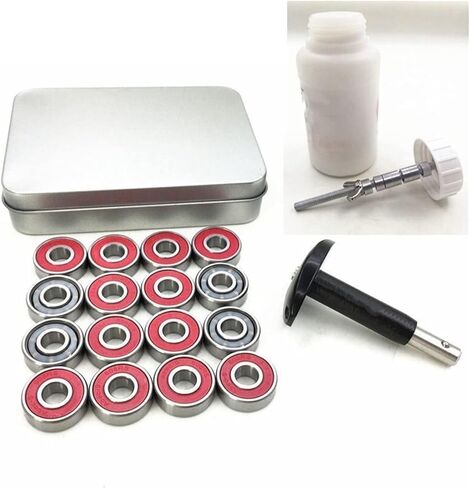 Bearings 16pcs 608RS Inline Skates Bearing+1pc Bearing Cleaner Bottle+1pc Dissasemble Puller Tool 608 Bearing in Kuwait