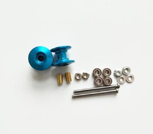 2Pcs 95423 Lightweight Double Aluminum Rollers 13-12mm Spare Parts for Tamiya Mini 4WD Car Model (2pcs Sky Blue) in Saudi Arabia
