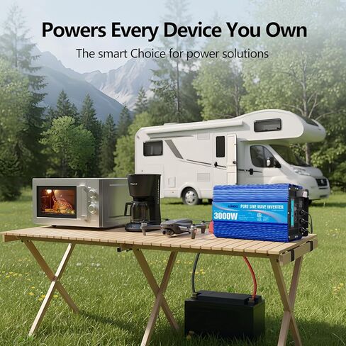 GIANDEL 2000W Pure Sine Wave Power Inverter DC 12V to AC 120V with a Hard Wire Terminal Block and Big LCD Display Wired Remote Controller Dual 2.4A USB Ports FCC Approved for Emergency Solar System in Kuwait