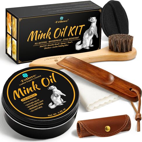 Feilove 4- in-1 Mink Oil Leather Conditioner and Cleaner 3.5 oz - Premium Waterproof Formula for Boots and Shoes in Saudi Arabia