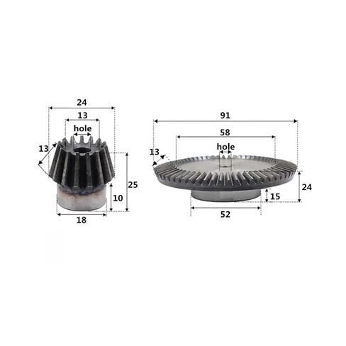 ترس ترس محرك ثقيل من الفولاذ تروس تروس ناقل الحركة 90 درجة 1.5M15 أسنان + 60 فتحة عملية 8 مللي متر نسبة تروس دقيقة 1:4 in Kuwait