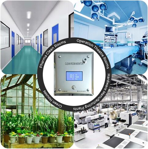 Digital Differential Pressure Monitor (Range: 0 to 100 Pascals/ 0 to 0.401 in.Wc) (Temp,Diff. Pressure,RH) for Pharma Clean Rooms, Hospital OT Rooms, HVAC | Model: AI-CRM1-LCD in Kuwait