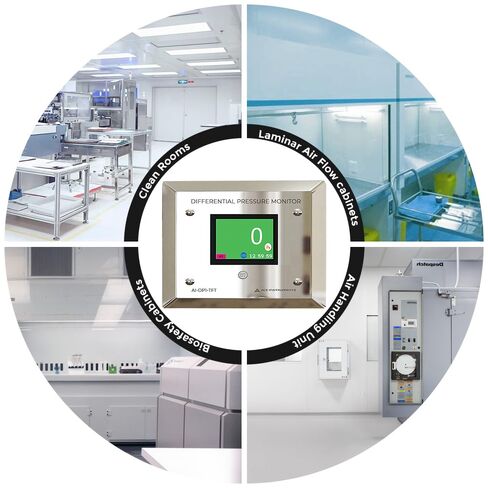 Advanced TFT Screen Digital Differential Pressure Monitor | 3-Inch TFT Screen for Clean Rooms, AHUs, Laminar Flow Cabinets & Hospital OTs | Model: AI-DP1-TFT in Kuwait