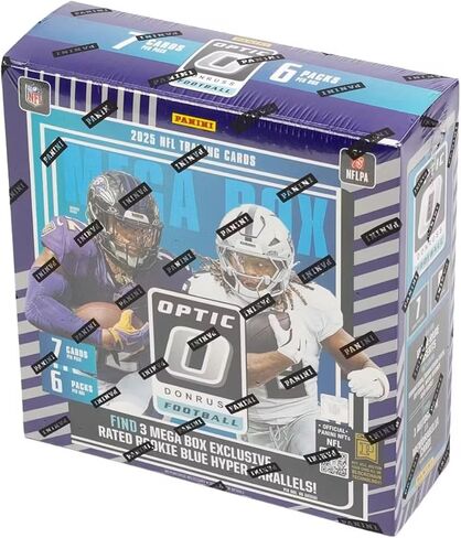 2025 Panini Donruss Optic Football Mega Trading Card Box (1 بطاقة توقيع أو بطاقة تذكارية لكل صندوق) in Kuwait