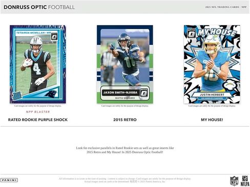2025 Panini Donruss Optic Football Mega Trading Card Box (1 بطاقة توقيع أو بطاقة تذكارية لكل صندوق) in Kuwait