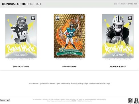2025 Panini Donruss Optic Football Mega Trading Card Box (1 بطاقة توقيع أو بطاقة تذكارية لكل صندوق) in Kuwait