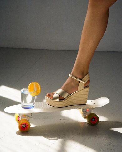 صندل إسفين البوهيمي للسيدات - نسيج الكتان ذو الكعب العالي الكعب الصيفي ، أحذية شاطئية مريحة منصة ، صنادل مشبكية غير رسمية للنساء in Kuwait